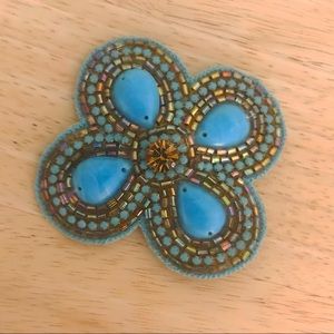 Beaded Blue and Gold Anthropologie Barrette